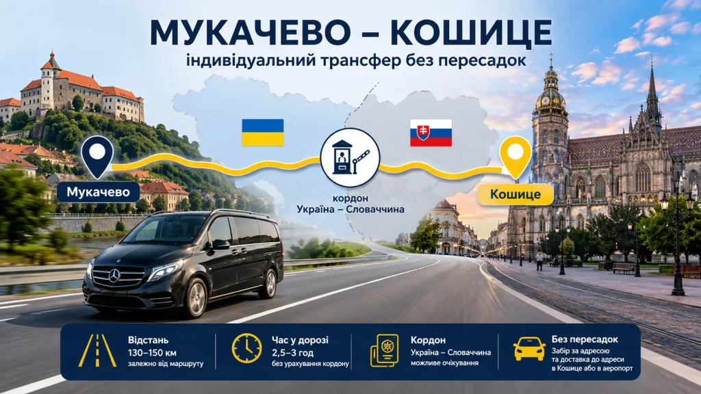 Трансфер Мукачево-Кошице: маршрут до Кошице